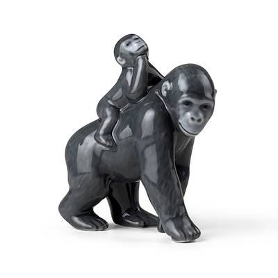 Royal Copenhagen årsfigur 2023 gorilla med baby