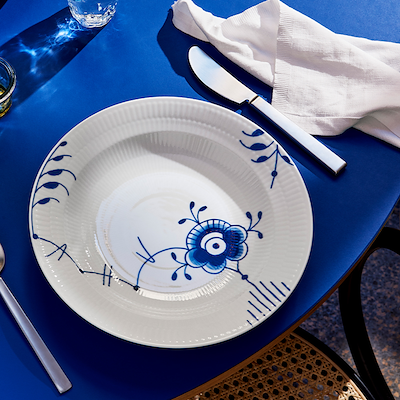 Royal Copenhagen Blå Mega Riflet dyb tallerken 27 cm