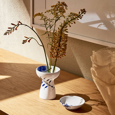 Royal Copenhagen Blå Mega Riflet vase 11 cm