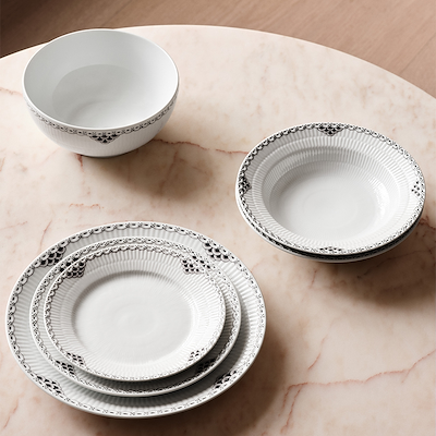 Royal Copenhagen Sort Riflet Blonde dyb tallerken 21 cm