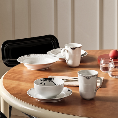 Royal Copenhagen Sort Riflet Blonde dyb tallerken 21 cm