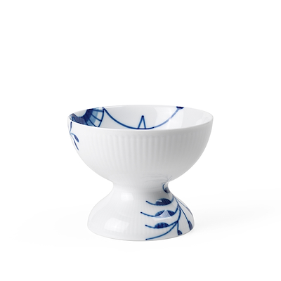 Royal Copenhagen Blå Mega Riflet skål på fod 19 cl