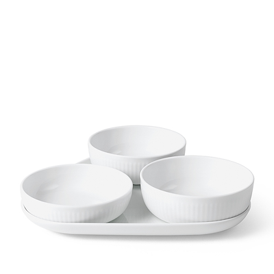 Royal Copenhagen Hvid Riflet serveringssæt 4 dele