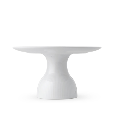 Royal Copenhagen Hvid Riflet fad på fod 20 cm