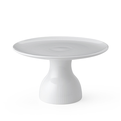 Royal Copenhagen Hvid Riflet fad på fod 20 cm