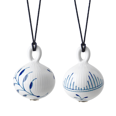 Royal Copenhagen Blå Mega Riflet julekugle 9,5 cm 2 stk.