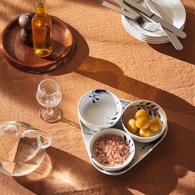 Royal Copenhagen Blå Mega Riflet serveringssæt 4 dele