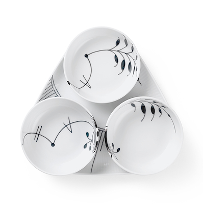 Royal Copenhagen Sort Mega Riflet serveringssæt 4 dele