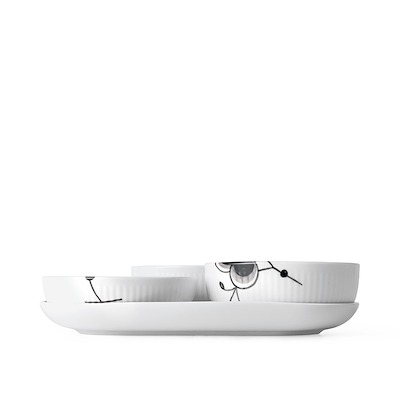 Royal Copenhagen Sort Mega Riflet serveringssæt 4 dele