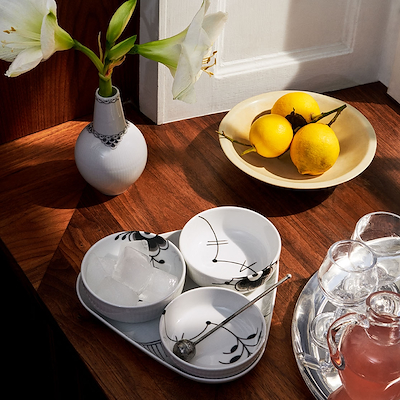 Royal Copenhagen Sort Mega Riflet serveringssæt 4 dele