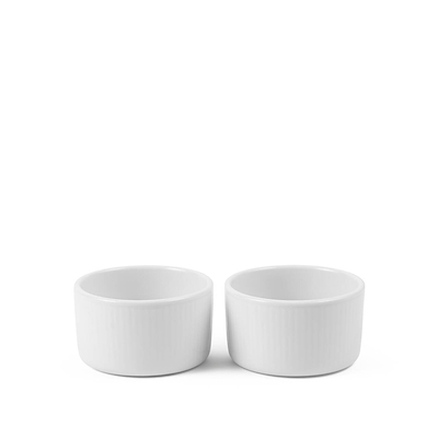 Royal Copenhagen Hvid Riflet souffléskål 20 cl 2 stk