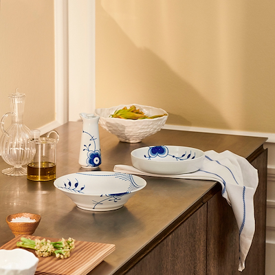 Royal Copenhagen Blå Mega Riflet dyb tallerken 21 cm