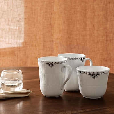 Royal Copenhagen Sort Riflet Blonde termokrus 26 cl 2 stk.