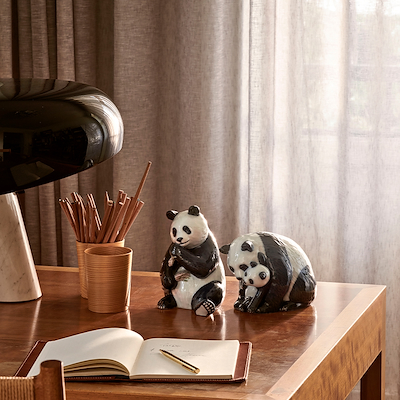 Royal Copenhagen panda med unge 13 cm