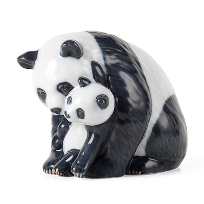Royal Copenhagen panda med unge 13 cm