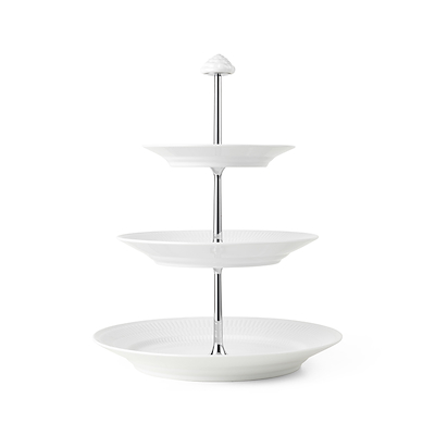 Royal Copenhagen Hvid Riflet étagère med 3 lag