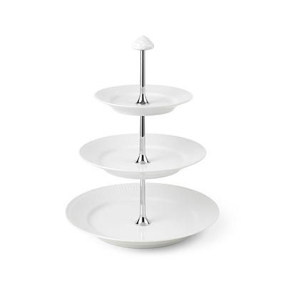 Royal Copenhagen Hvid Riflet etagere 3 lag H 35,5 cm