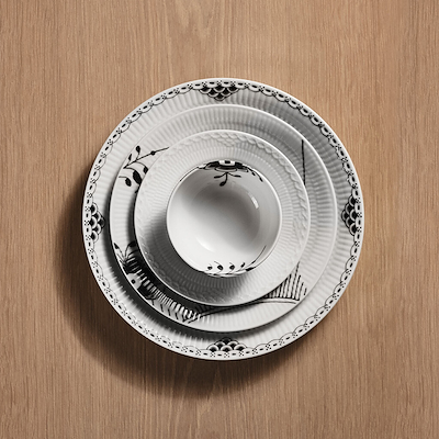 Royal Copenhagen Sort Riflet Blonde middagstallerken 27cm 2-pak