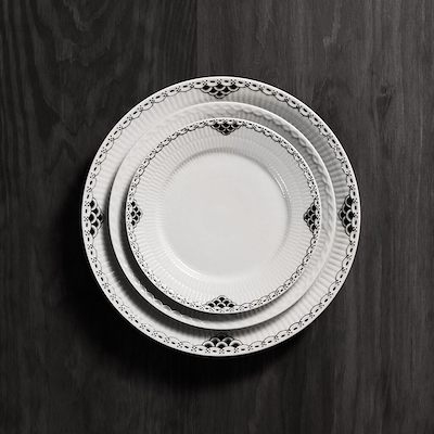 Royal Copenhagen Sort Riflet Blonde frokosttallerken Ø22 cm 2-pak