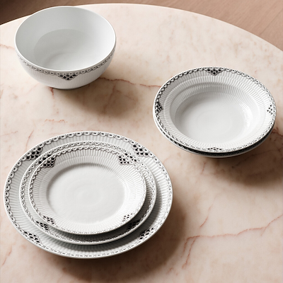 Royal Copenhagen Sort Riflet Blonde frokosttallerken Ø22 cm 2-pak