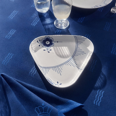 Royal Copenhagen Blå Mega Riflet fad 23 cm