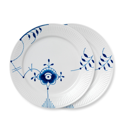 Royal Copenhagen Blå Mega Riflet tallerken 27 cm 2 stk.