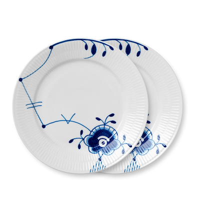 Royal Copenhagen Blå Mega Riflet tallerken 22 cm 2 stk.