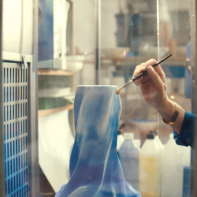 Royal Copenhagen Kontur vase blå H 27 cm