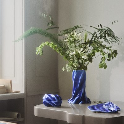 Royal Copenhagen Kontur vase blå H 27 cm