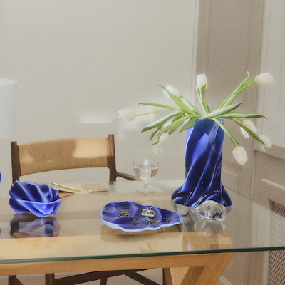Royal Copenhagen Kontur bonbonniere blå Ø 8,5 cm