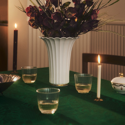 Royal Copenhagen hvid vase med guldkant H23 cm