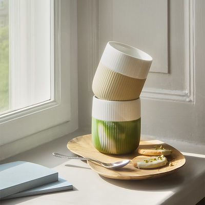 Royal Copenhagen Riflet Contrast Marble krus green grass 35 cl