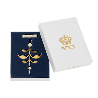 Royal Copenhagen juleornament 2025 palmette forgyldt 7x12 cm