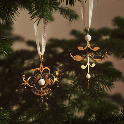 Royal Copenhagen juleornament 2025 palmette forgyldt 7x12 cm