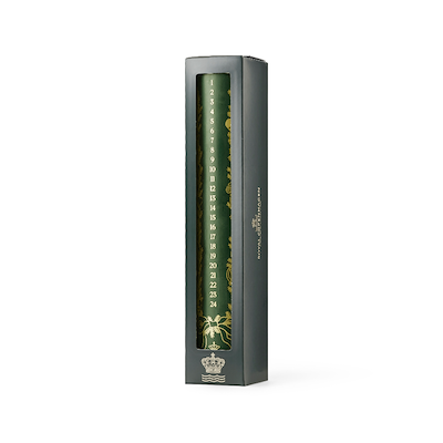 Royal Copenhagen Stjerne Riflet Jul kalenderlys mørkegrøn H 25 cm