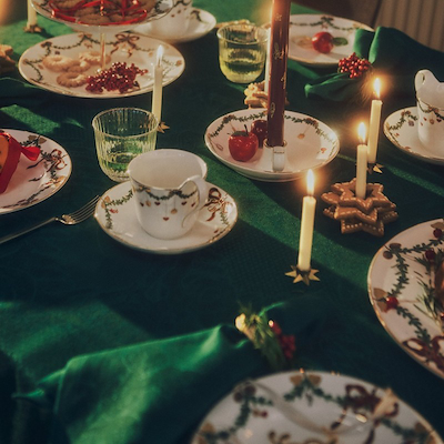 Royal Copenahgen Stjerne Riflet Jul dækkeserviet grøn 45x35 cm 2 stk.