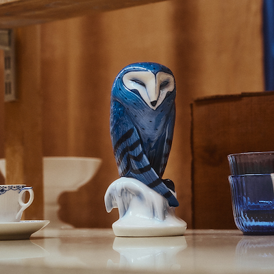 Royal Copenhagen figurer 2026 blå ugle H22 cm