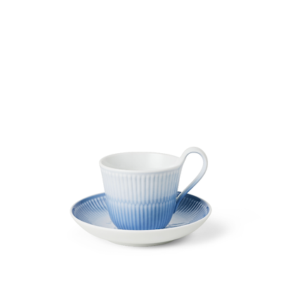 Royal Copenhagen Iris højhankskop og underkop blå 25 cl