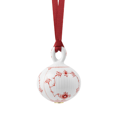 Royal Copenhagen Stjerne Riflet Jul rød musselmalet julekugle 9,5 cm