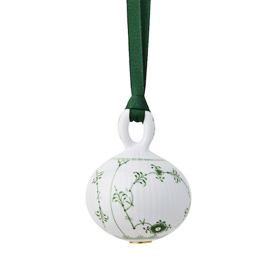 Royal Copenhagen Stjerne Riflet Jul grøn musselmalet julekugle 9,5 cm