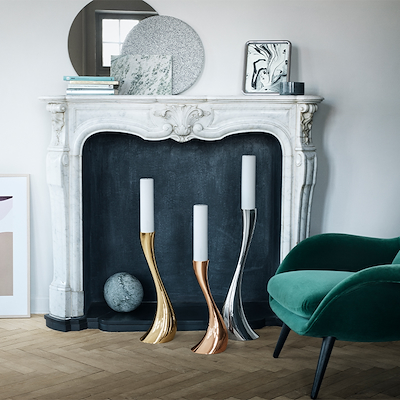 Georg Jensen bloklys 2 stk. H25 cm Ø6cm