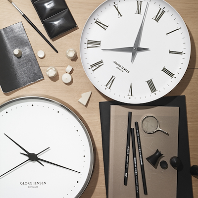 Georg Jensen Henning Koppel vægur stål/hvid 22 cm