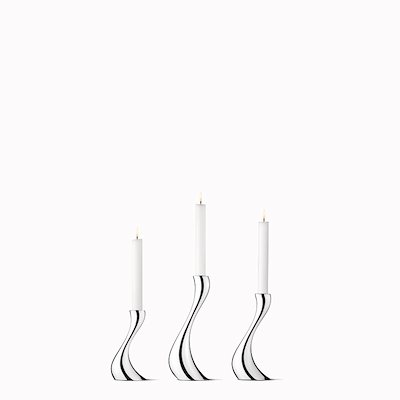 Georg Jensen Cobra lysestagesæt 3 stk blankt stål