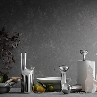 Georg Jensen Alfredo køkkenrulleholder rustfrit stål H 32 cm