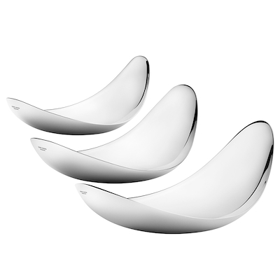 Georg Jensen Leaf skål 3 stk i sæt blank stål