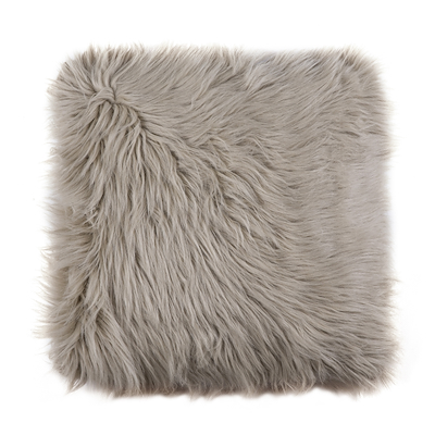Pudebetræk fake fur 40x40 cm sand og moneringspude