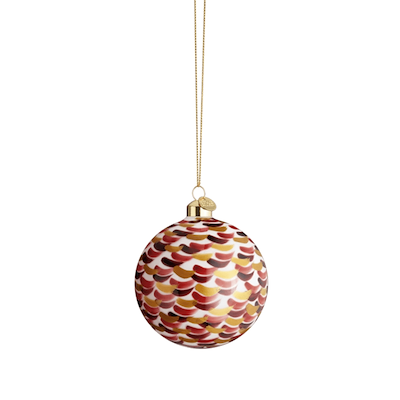 Holmegaard Souvenir julekugle rødt strøg 8 cm