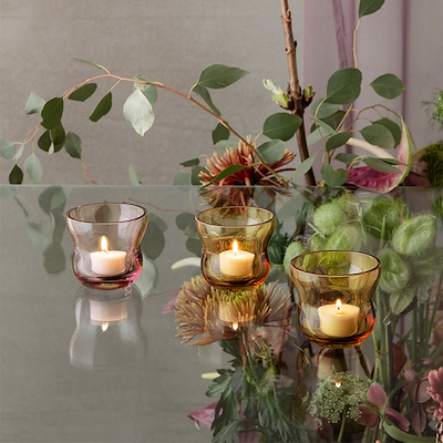 Holmegaard Calabas fyrfadsstage amber