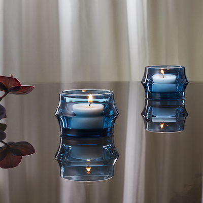 Holmegaard fyrfadsstage mørk blå 2 stk.