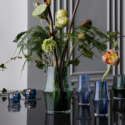 Holmegaard fyrfadsstage mørk blå 2 stk.